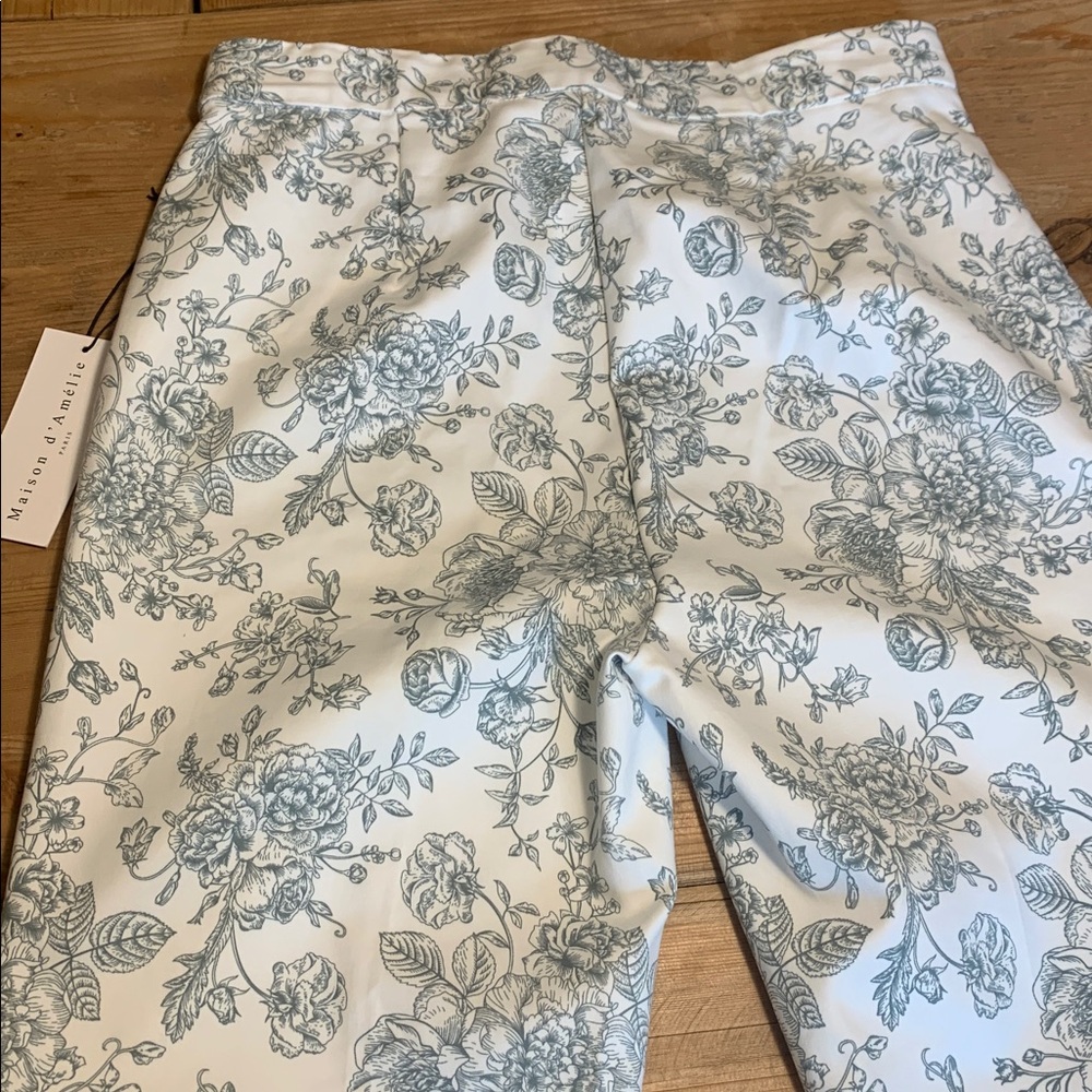 Madison d'Amelie Paris Women's NWT Floral Toile Pants Sz 4 PullOn Elastic Waist - Picture 9 of 15